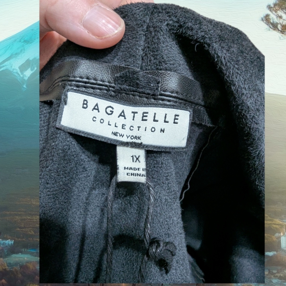 NWT Bagatelle Collection Black Faux Leather Waterfall Jacket (Size 1X) - Picture 7 of 10